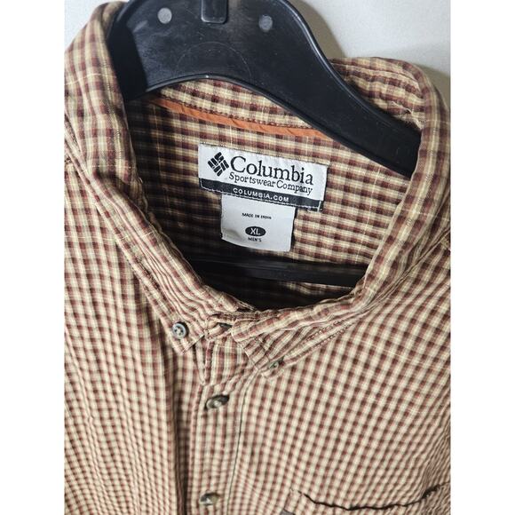 Columbia Mens X-Large Brown Nylon Long Sleeve Chest Pocket Hike Fish - Picture 6 of 13